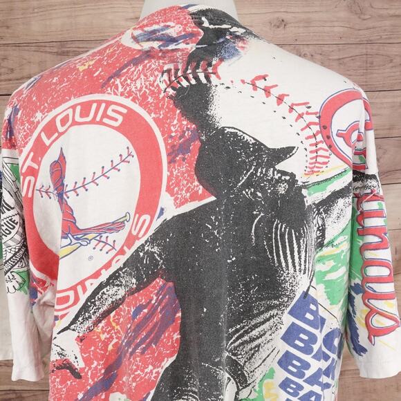 Vintage St. Louis Cardinals Shirt Single Stitch AOP Baseball All Over Print 90s - Picture 8 of 14